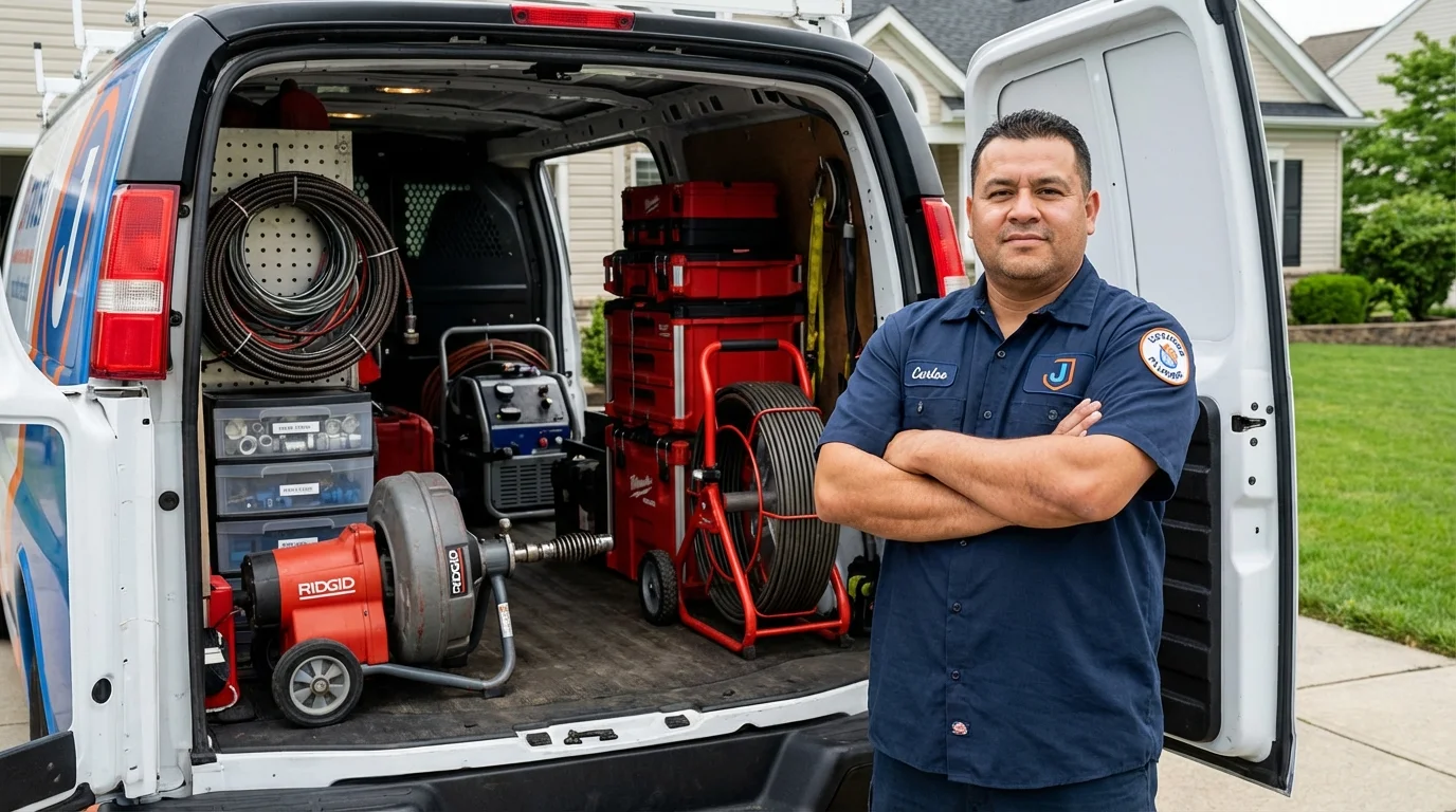 Professional drain cleaning equipment and Johns Plumbing LLC plumber in Burnsville