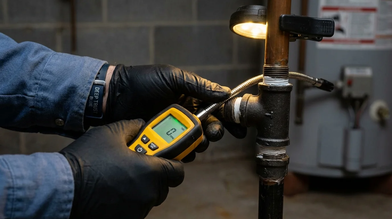 Gas leak detection with electronic sniffer by Johns Plumbing LLC in Burnsville