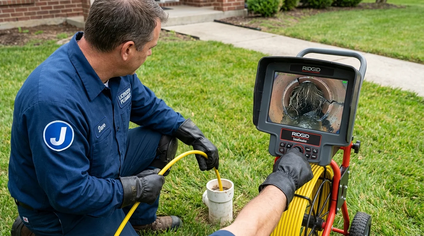 Sewer camera inspection being performed by Johns Plumbing LLC in Burnsville
